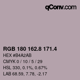 カラーコード: RGB 180 162.8 171.4 | qconv.com