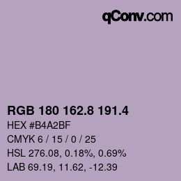 カラーコード: RGB 180 162.8 191.4 | qconv.com
