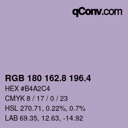 カラーコード: RGB 180 162.8 196.4 | qconv.com