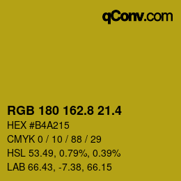 カラーコード: RGB 180 162.8 21.4 | qconv.com