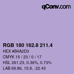 カラーコード: RGB 180 162.8 211.4 | qconv.com