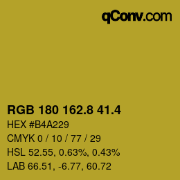 カラーコード: RGB 180 162.8 41.4 | qconv.com