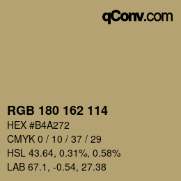 Color code: RGB 180 162 114 | qconv.com
