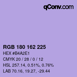 Color code: RGB 180 162 225 | qconv.com