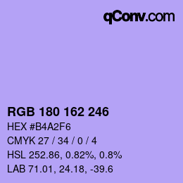Código de color: RGB 180 162 246 | qconv.com