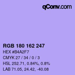Color code: RGB 180 162 247 | qconv.com