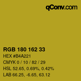 Color code: RGB 180 162 33 | qconv.com