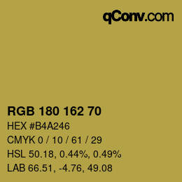 カラーコード: RGB 180 162 70 | qconv.com