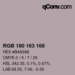 カラーコード: RGB 180 163 168 | qconv.com