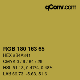 颜色代码: RGB 180 163 65 | qconv.com