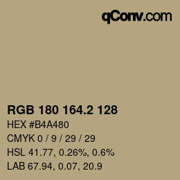 カラーコード: RGB 180 164.2 128 | qconv.com