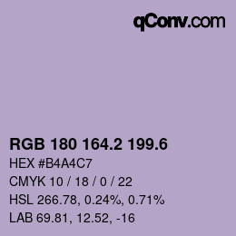 カラーコード: RGB 180 164.2 199.6 | qconv.com