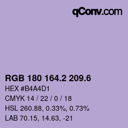 カラーコード: RGB 180 164.2 209.6 | qconv.com