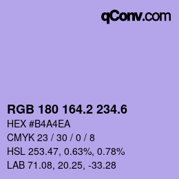 カラーコード: RGB 180 164.2 234.6 | qconv.com