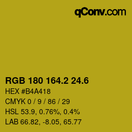 カラーコード: RGB 180 164.2 24.6 | qconv.com