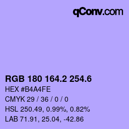 カラーコード: RGB 180 164.2 254.6 | qconv.com