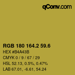 カラーコード: RGB 180 164.2 59.6 | qconv.com