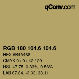 カラーコード: RGB 180 164.6 104.6 | qconv.com