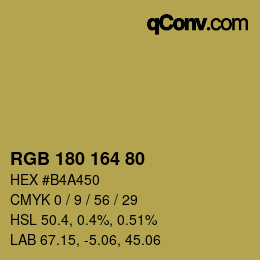 カラーコード: RGB 180 164 80 | qconv.com