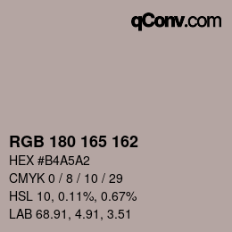 カラーコード: RGB 180 165 162 | qconv.com