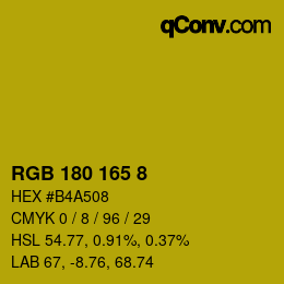 Color code: RGB 180 165 8 | qconv.com
