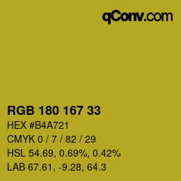 颜色代码: RGB 180 167 33 | qconv.com