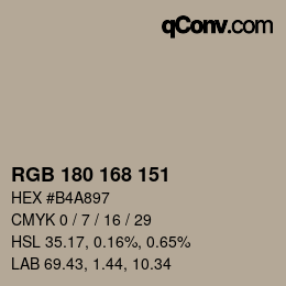 Farbcode: RGB 180 168 151 | qconv.com