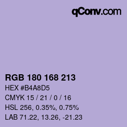 カラーコード: RGB 180 168 213 | qconv.com