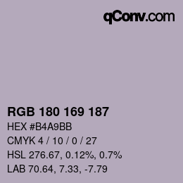 颜色代码: RGB 180 169 187 | qconv.com