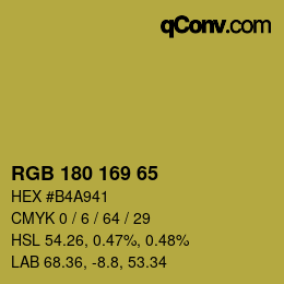 Color code: RGB 180 169 65 | qconv.com