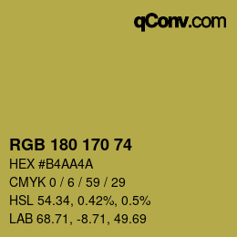 カラーコード: RGB 180 170 74 | qconv.com