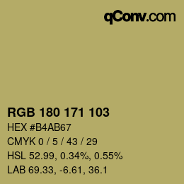 Color code: RGB 180 171 103 | qconv.com