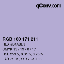 Color code: RGB 180 171 211 | qconv.com