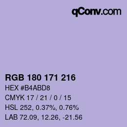 カラーコード: RGB 180 171 216 | qconv.com