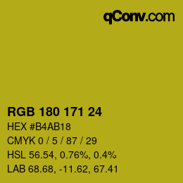 Color code: RGB 180 171 24 | qconv.com