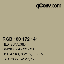 Código de color: RGB 180 172 141 | qconv.com