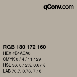 カラーコード: RGB 180 172 160 | qconv.com