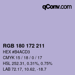 Código de color: RGB 180 172 211 | qconv.com