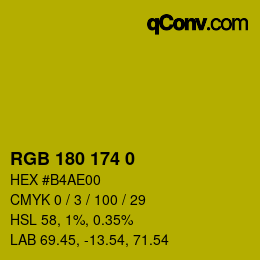 Color code: RGB 180 174 0 | qconv.com