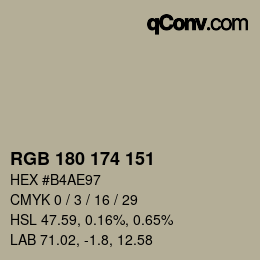 Color code: RGB 180 174 151 | qconv.com
