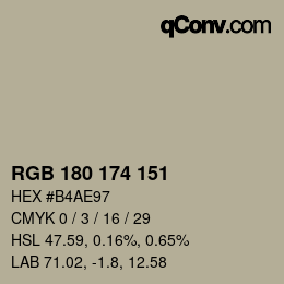 Color code: RGB 180 174 151 | qconv.com