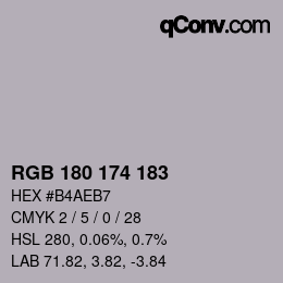 Color code: RGB 180 174 183 | qconv.com