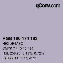 颜色代码: RGB 180 174 193 | qconv.com