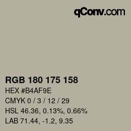 Código de color: RGB 180 175 158 | qconv.com