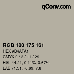 カラーコード: RGB 180 175 161 | qconv.com