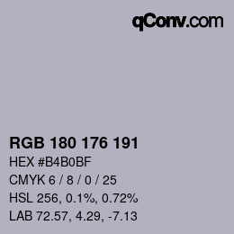 Código de color: RGB 180 176 191 | qconv.com