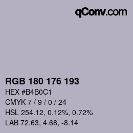 Color code: RGB 180 176 193 | qconv.com