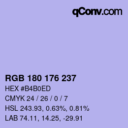 Color code: RGB 180 176 237 | qconv.com