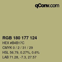 カラーコード: RGB 180 177 124 | qconv.com