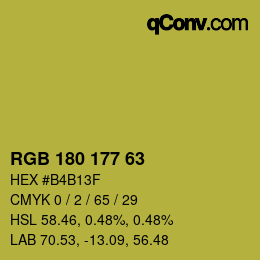 Color code: RGB 180 177 63 | qconv.com